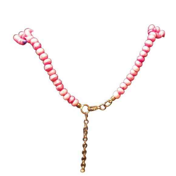 Gold Tone and Pink Beaded Collar Necklace - Picture 2 of 2
